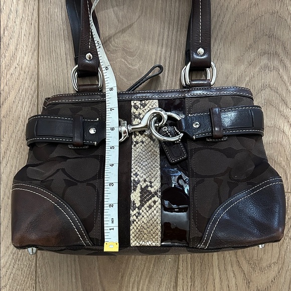 Vintage Coach Hampton Signature Carryall Bag Shoulder Purse Brown/Cream Snake. - Picture 13 of 15